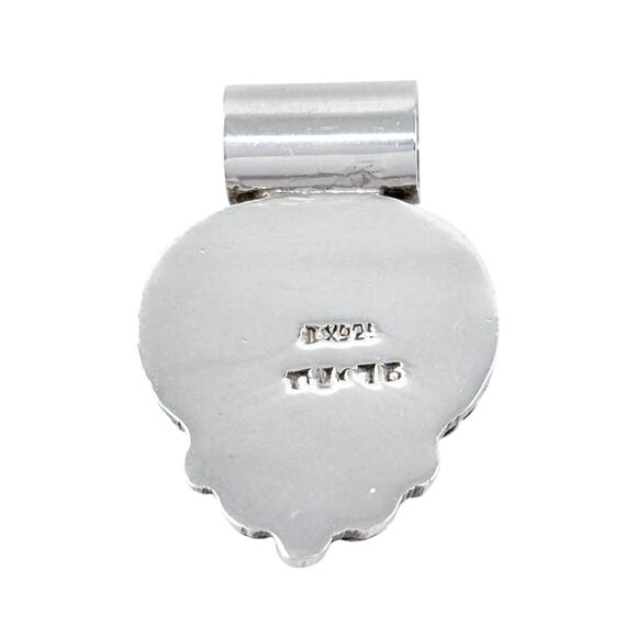 Blue Magnesite Slide Pendant | Vintage Mexico Taxco TJ-76 | Sterling Silver 925 - Picture 4 of 7